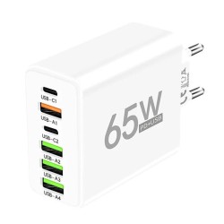 Adaptateur secteur chargeur 6 USB - 65 Watts